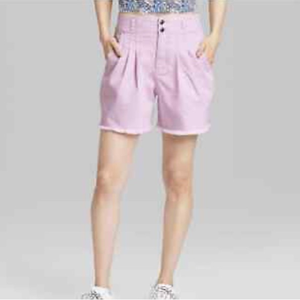 Wild Fable Lavender Pleated A-Line High Rise Shorts